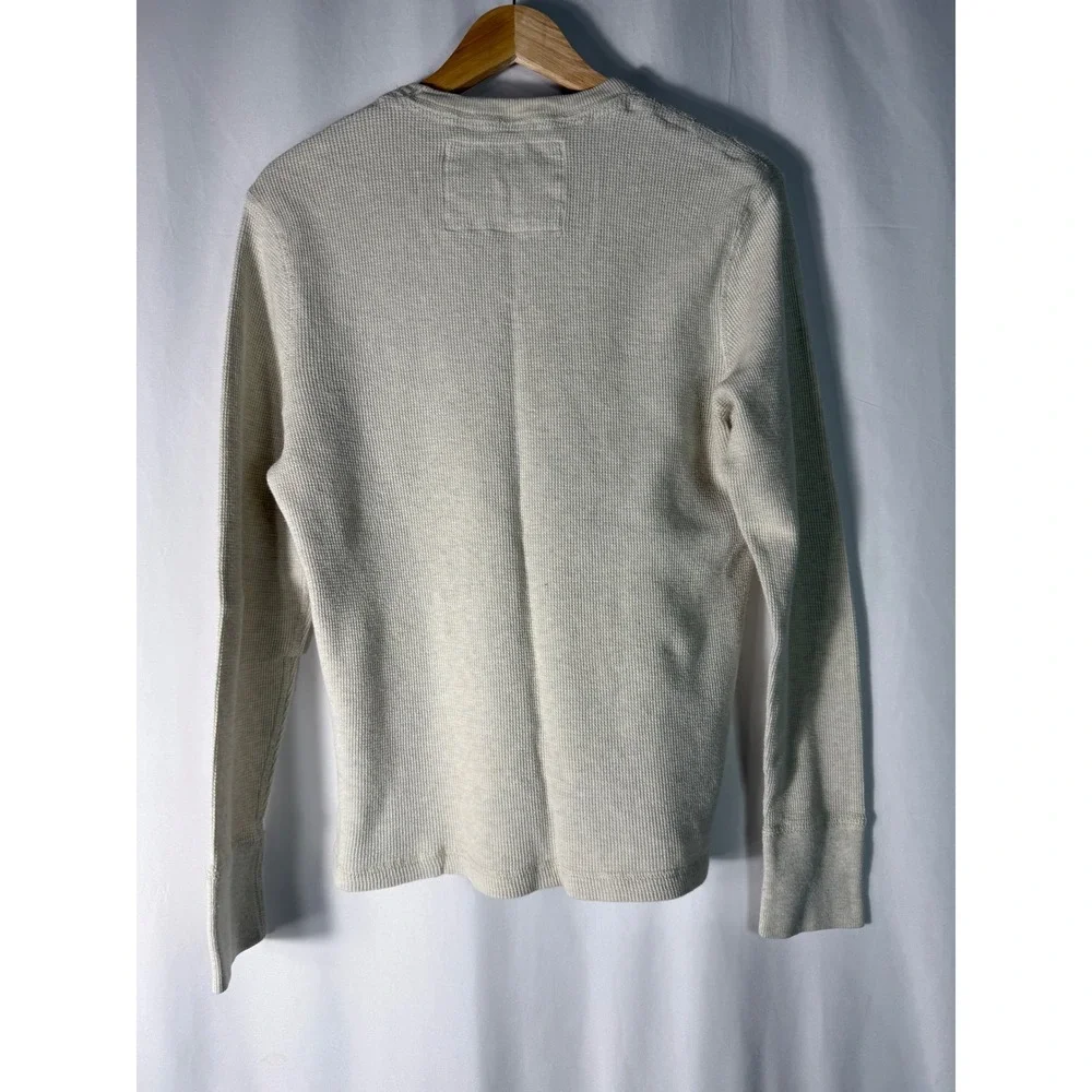 American Eagle Mens Long Sleeve Thermal Knit Crew Neck Shirt LG Beige‎ Y2K